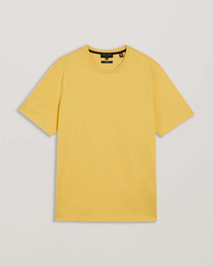 T-Shirt Ted Baker Short Sleeve Regular Fit Plain Jaune Homme | ZGO-66762962